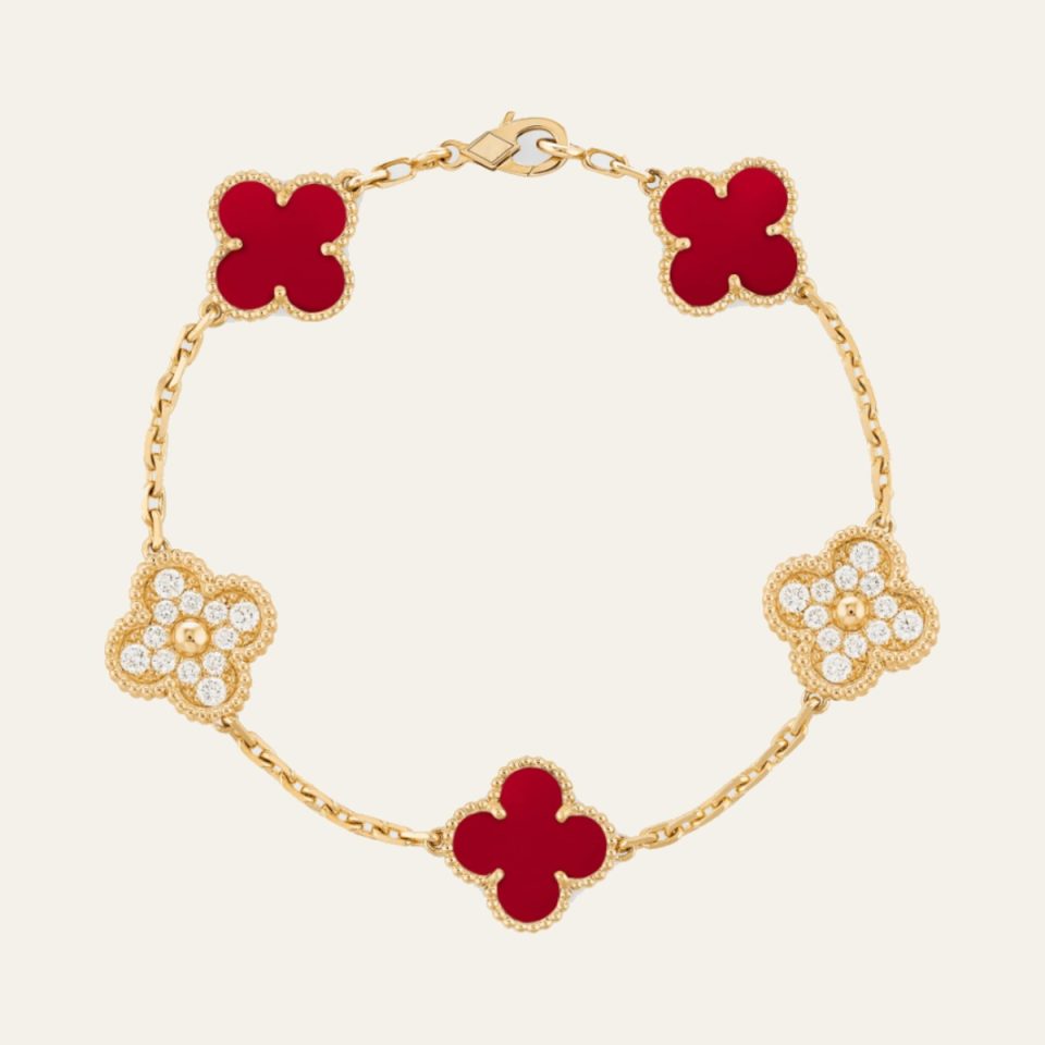 Clover Bracelet - Ruby Red and Swarovski